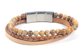 Heren armband zwart cognac