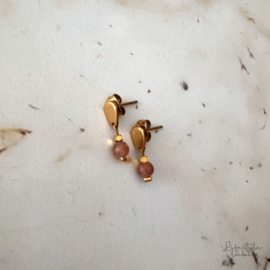 Oorbellen gold/roze