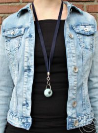 Leren ketting donker blauw hanger