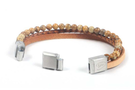 Heren armband zwart cognac