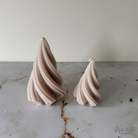 Kerstboom kaars beige twist