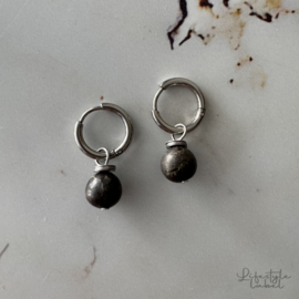 Oorbel ringen zilver  antraciet