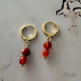 Oorbel hanger goud/rood
