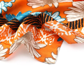 Vierkant sjaaltje blauw/oranje