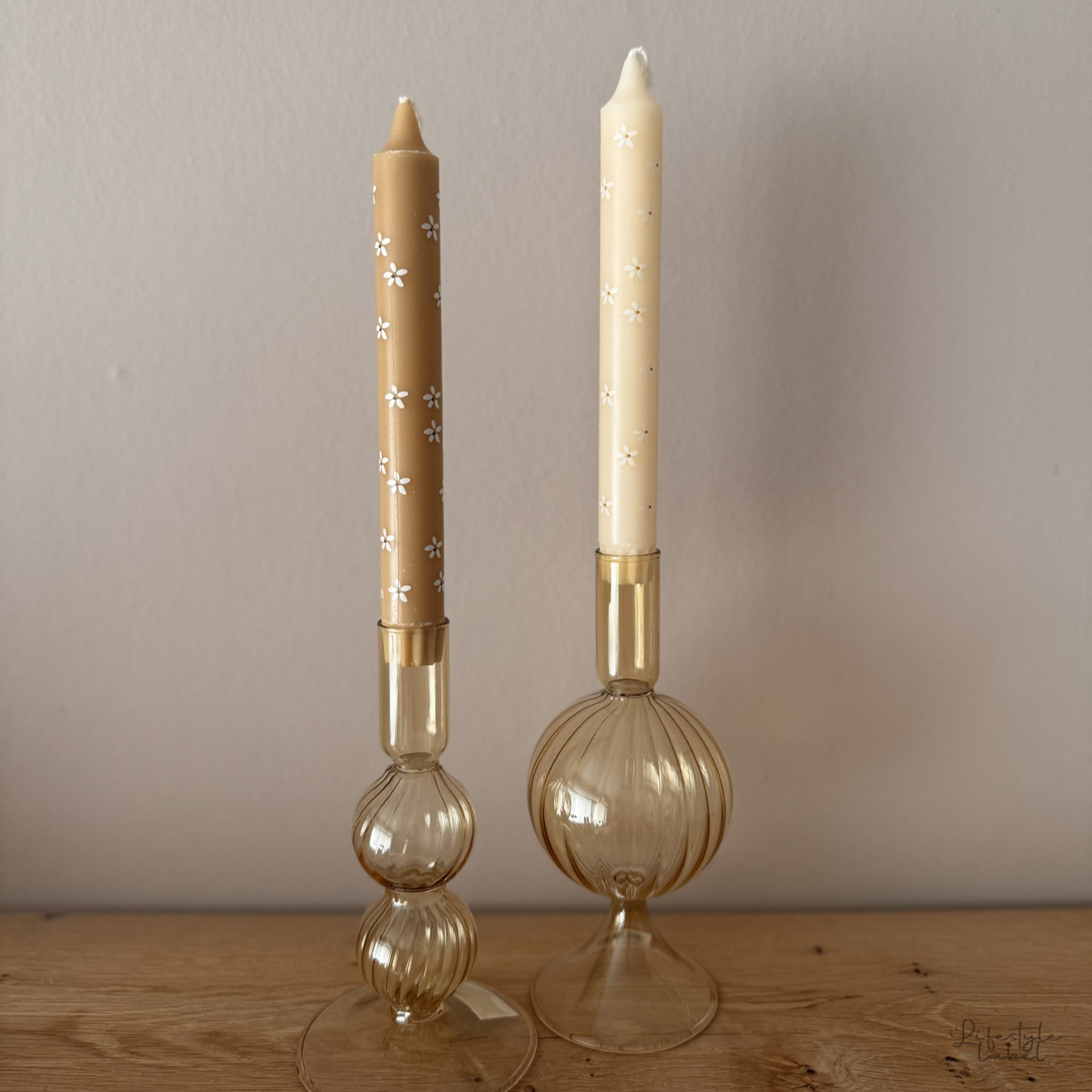 Glass kandelaar geel