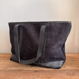 Shopper zwart rib