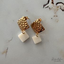 Oorbellen gold white