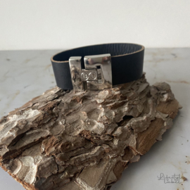 Heren armband leer zwart