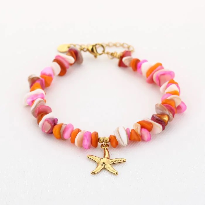Dames roze oranje armband