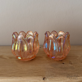 Tulpen kandelaar oranje parelmoer