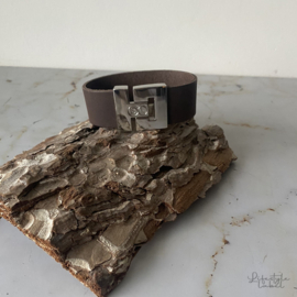 Heren armband leer bruin