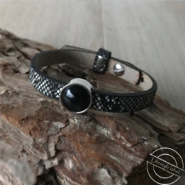 Leren armband zwart snake