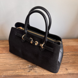 Handtas suede zwart