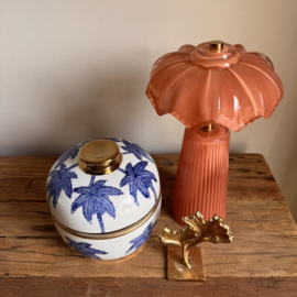 Decoratieve vaas/ snoeppot blauw/goud