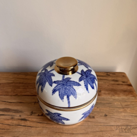Decoratieve vaas/ snoeppot blauw/goud