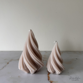 Kerstboom kaars beige twist