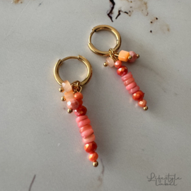 Oorbel ringen goud/roze tinten