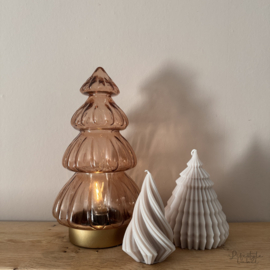 Kerstboom kaars beige twist