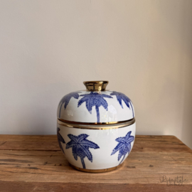 Decoratieve vaas/ snoeppot blauw/goud