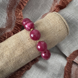 Dames kralen armband donker roze