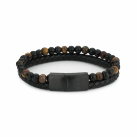 Heren armband zwart/bruin