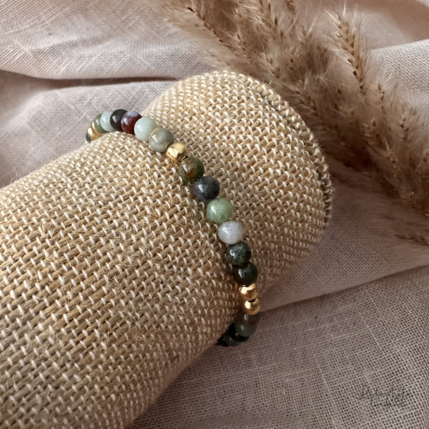 Armband kralen groen/goud