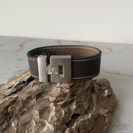 Heren armband leer bruin