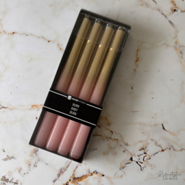 Set van 4 kaarsen goud/roze