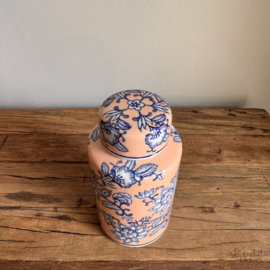 Decoratieve vaas licht zalm/blauw