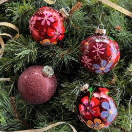 Kerstbal handmade middel set 37