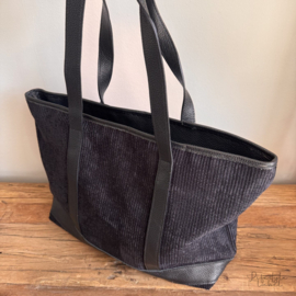 Shopper zwart rib