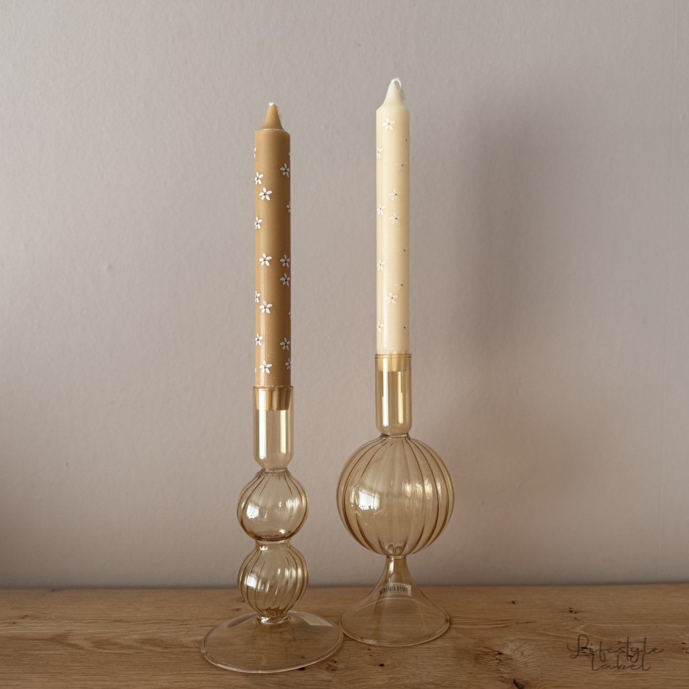 Glass kandelaar geel