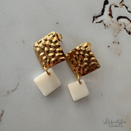 Oorbellen gold white