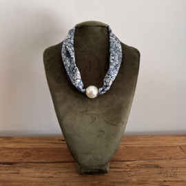 Kraalsjaal blauw/wit