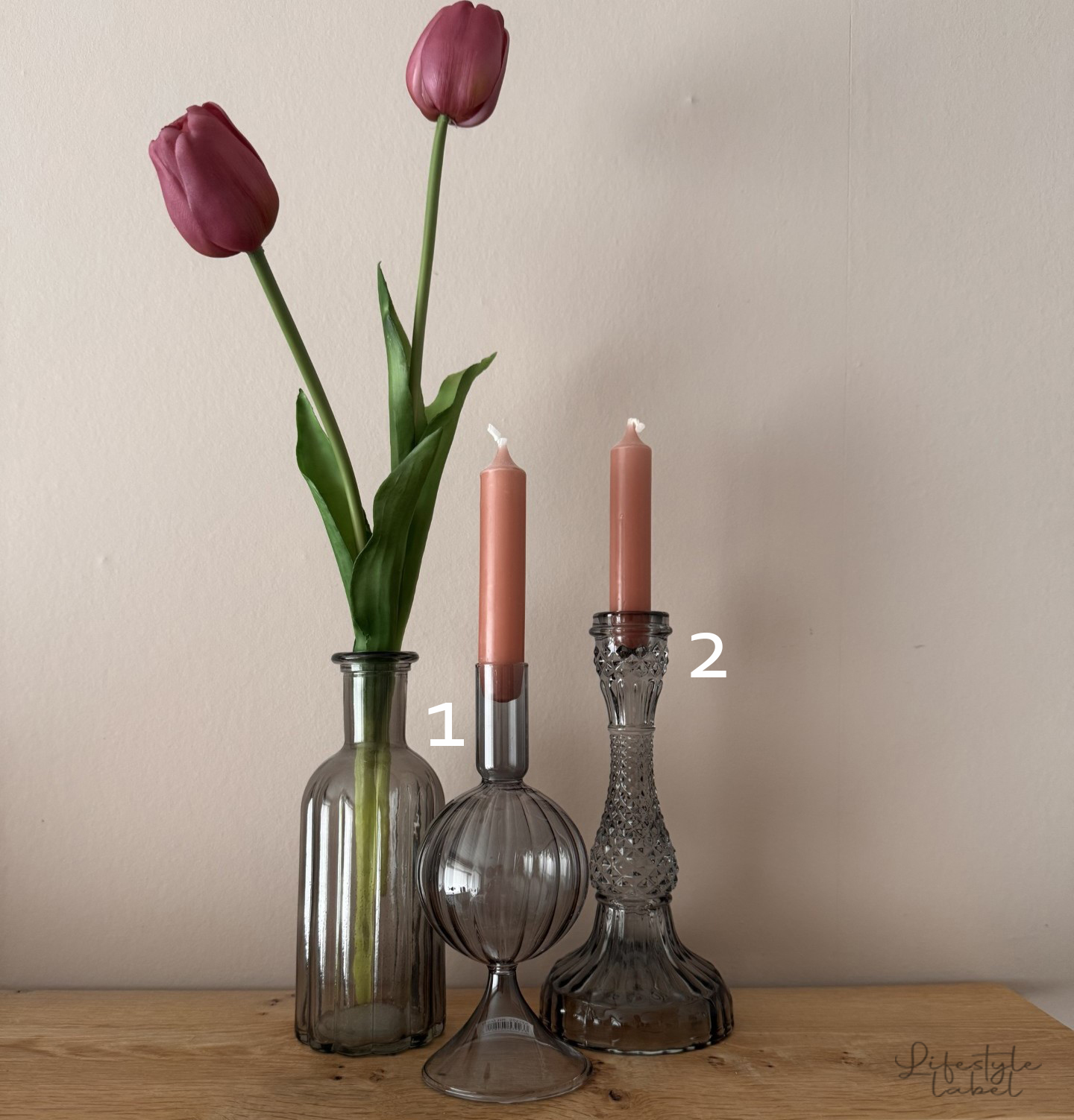 Glass kandelaar smokey