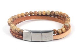 Heren armband zwart cognac