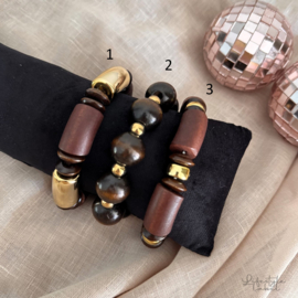 Dames houten kralenarmband