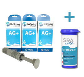 Set van 3 x HotSpring Spa AG+ Zilverpatronen + gratis 3-way teststrips