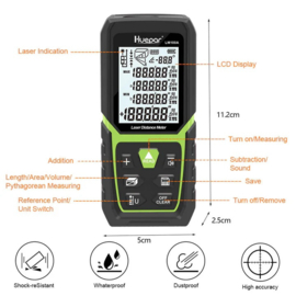 Huepar Laser afstandsmeter 50M met Li-Ion-accu