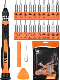 JOREST 24 stuks fijnmechanische schroevendraaierset, mini-gereedschapsset met Torx T1, T2, T3, T5, T6, T8, T9, T15, Triwing Y00, Star P2/P5, Phillips PH00, -1.5/2.0, enz., voor PS4, switch, laptop, pc, brillen, horloges