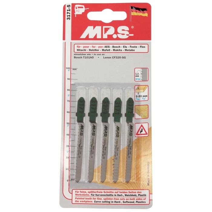 MPS CrV hout fijn bochten 75mm TPI 20 - blister van 5 stuks