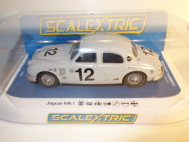 Scalextric grijze Jaguar MK l.   No. 12 .   nr. C4419 in  Nieuw in OVP !
