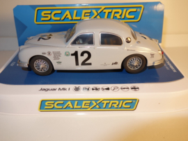 Scalextric grijze Jaguar MK l.   No. 12 .   nr. C4419 in  Nieuw in OVP !