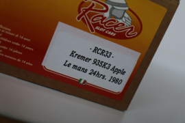 RACER slotcar RCR33 Porsche Kremer 935K3 apple - 24h Le Mans 1980  # 71   Nieuw !