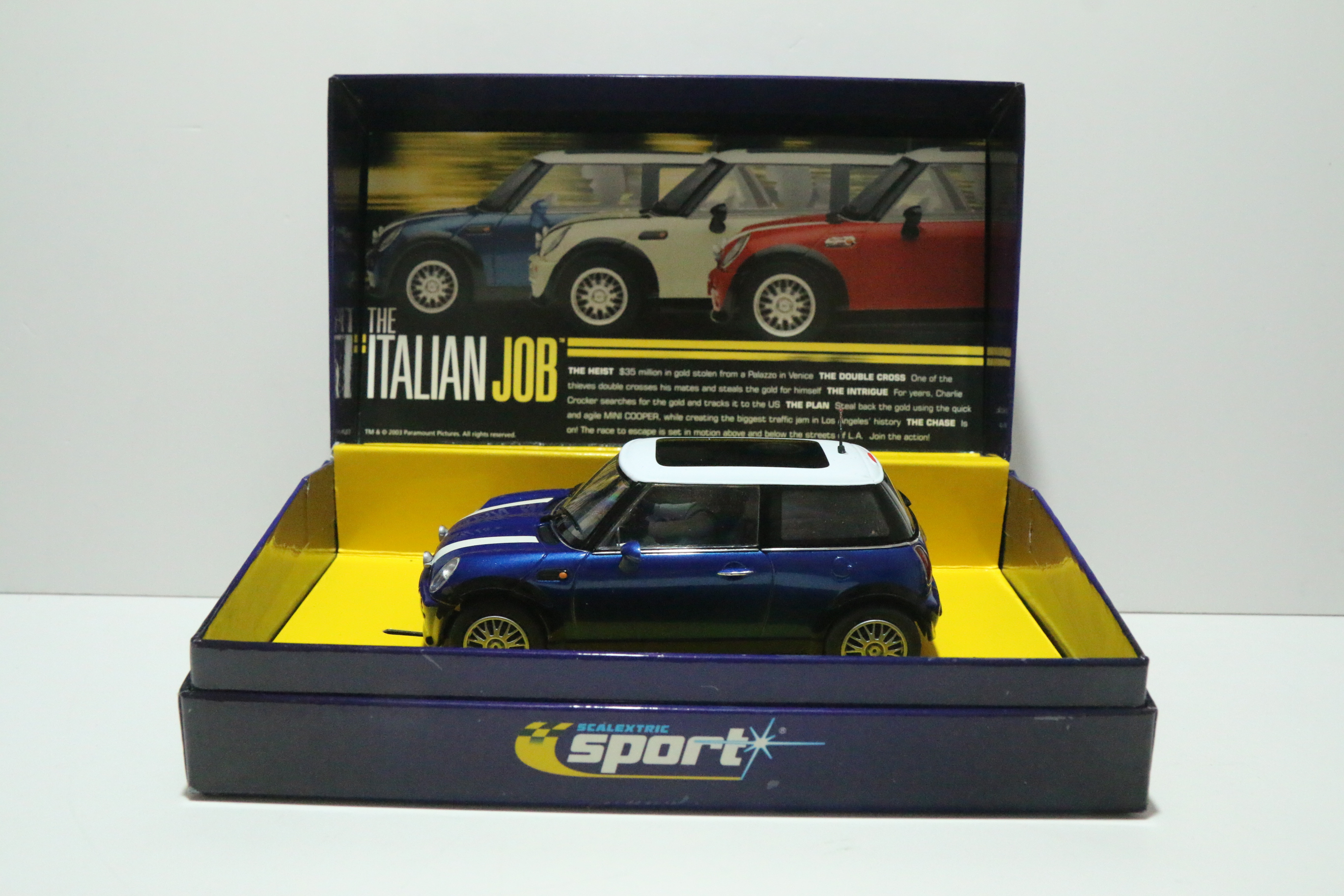 Scalextric Mini Cooper ´The Italian Job´ blauw nr. C2539A LIMITED EDITION in OVP