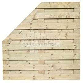 Schuttingscherm grenen horizontaal 21 planks schuine hoek (verloopscherm)