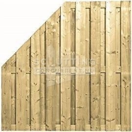 Schuttingscherm grenen verticaal 21 planks schuine hoek (verloopscherm)