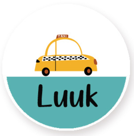 Schoenstickers met naam met taxi auto type Luuk