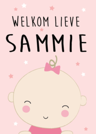 Geboortebord meisje - Geboortebord raam met baby type Sammie