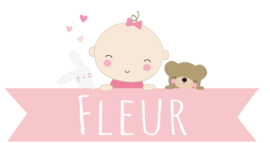 Geboortesticker baby met naam meisje full colour type Fleur